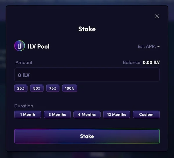 Cantidad y duración de Illuvium staking V2