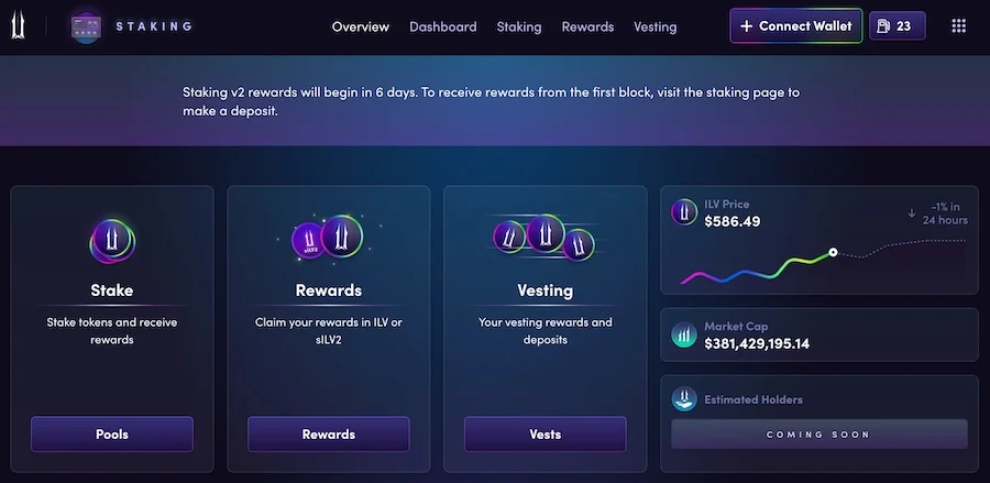 Salpicadero Illuvium staking V2